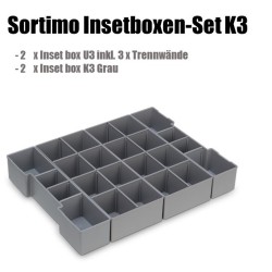 InsetBoxen Set K3 Grau und Deckeleinlage für L-Boxx 102/ W-Boxx 102