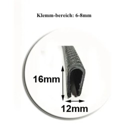 12mm*16mm NEU Schutzband Kantenschutz Keder Profil Klemmprofil Kederband