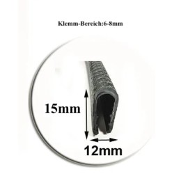 15mm*12mm NEU Schutzband Kantenschutz Keder Profil Klemmprofil Kederband