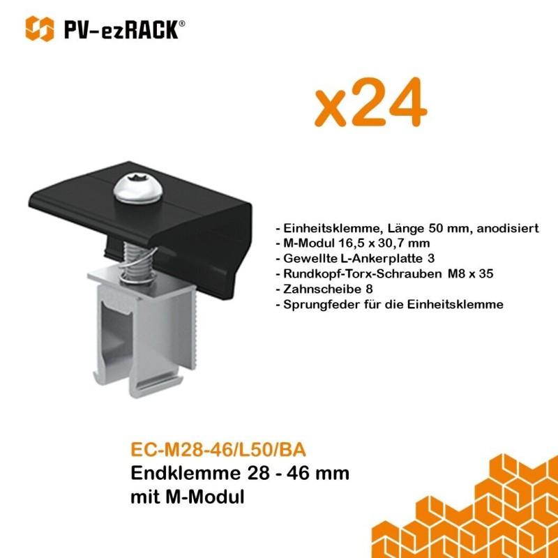 Ziegeldach PV Unterkonstruktion Komplettes Montageset für 24x Solar Module