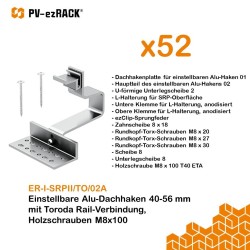 Ziegeldach PV Unterkonstruktion Komplettes Montageset für 24x Solar Module