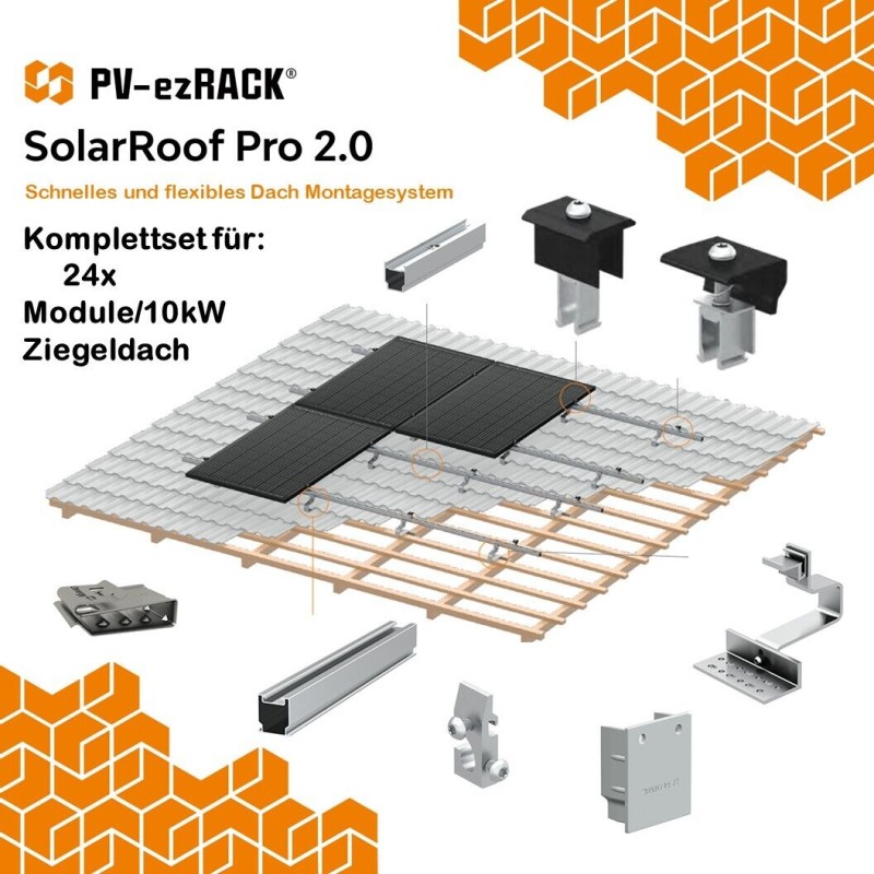 Ziegeldach PV Unterkonstruktion Komplettes Montageset für 24x Solar Module