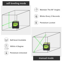 Huepar 9011G Selbstnivellierend 2D Kreuzlinienlaser Neigungsfunktion Baulaser Profi