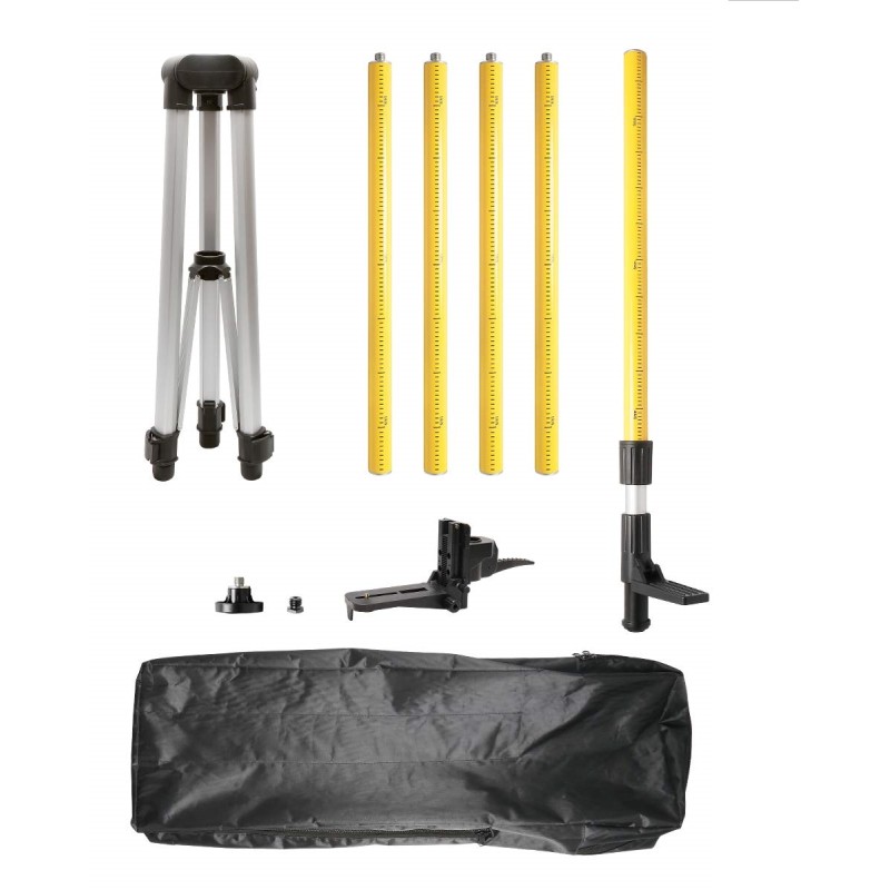 Huepar 703CG 3D Selbstnivellierender Laser Set und 3m Teleskopstnage + Stativ TPD14