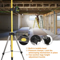 Huepar 703CG 3D Selbstnivellierender Laser Set und 3m Teleskopstnage + Stativ TPD14