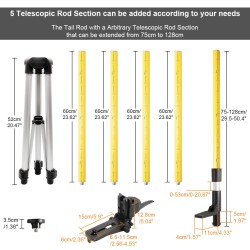 Huepar 703CG 3D Selbstnivellierender Laser Set und 3m Teleskopstnage + Stativ TPD14