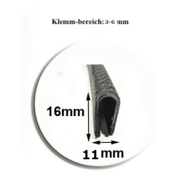 11mm*16mm NEU Schutzband Kantenschutz Keder Profil Klemmprofil Kederband