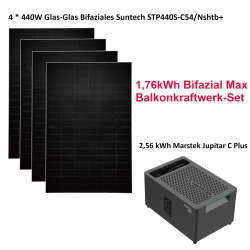 1760W Bifazial Balkonkraftwerk Set mit 2.56Wh Marstek Jupiter C plus
