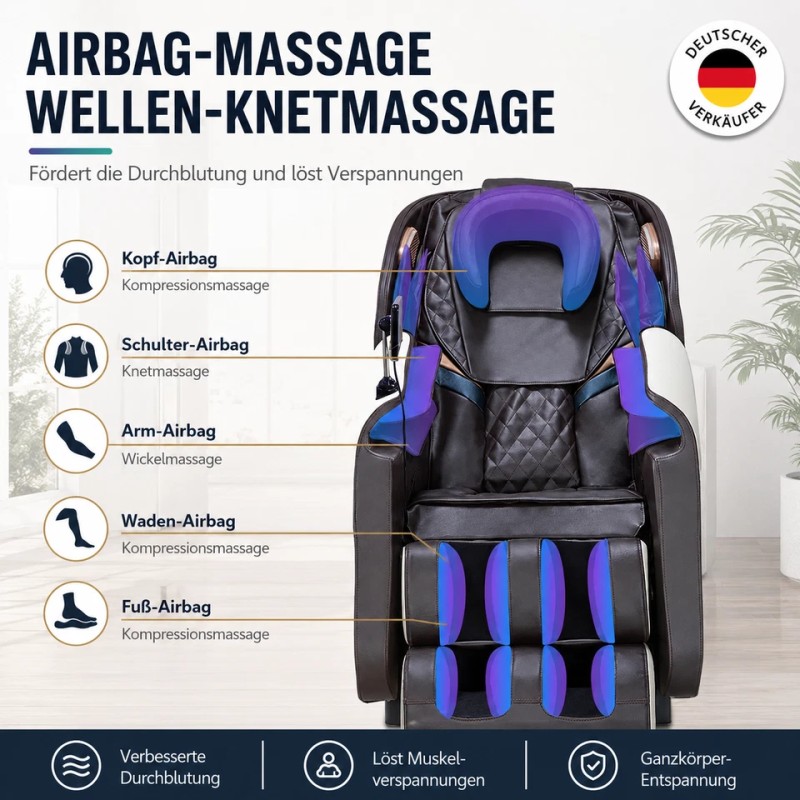 S9 Elektrischer Ganzkörper Massagesessel Zero Gravity Airbag Shiatsu
