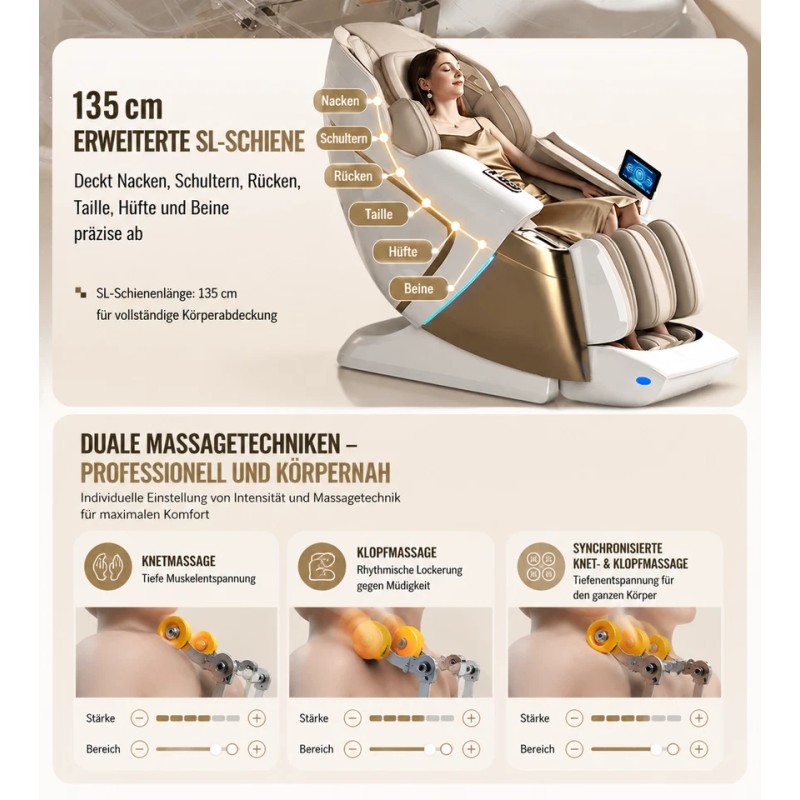 4D Massagesessel Zero Gravity Vollkörper Elektrisch Shiatsu Wärme USB YIJIE L50S
