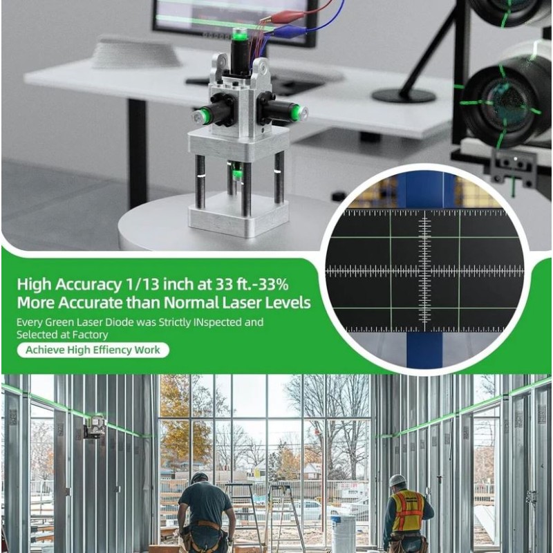 Huepar ZK04CG 4D 360° Kreuzlinienlaser mit LR8RG Empfänger & TPD16 Stativ