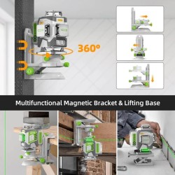 Huepar ZK04CG 4D 360° Kreuzlinienlaser mit LR8RG Empfänger & TPD16 Stativ