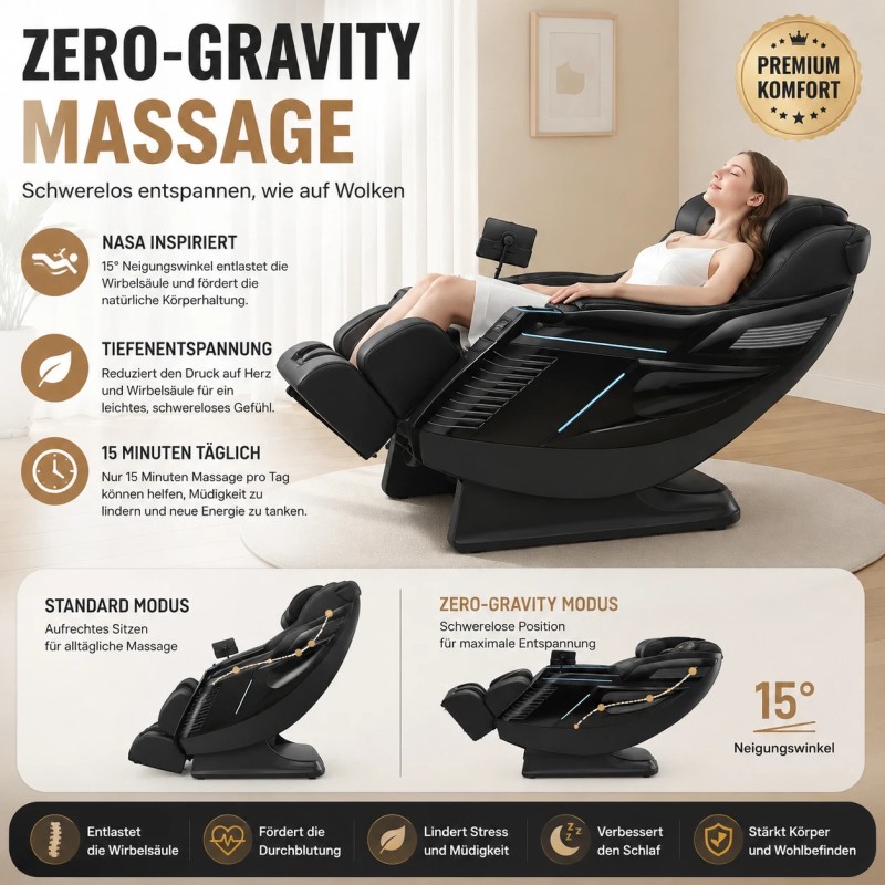 3D Massagesessel Zero Gravity Elektrisch Shiatsu Vollkörper Yijie L39 Max