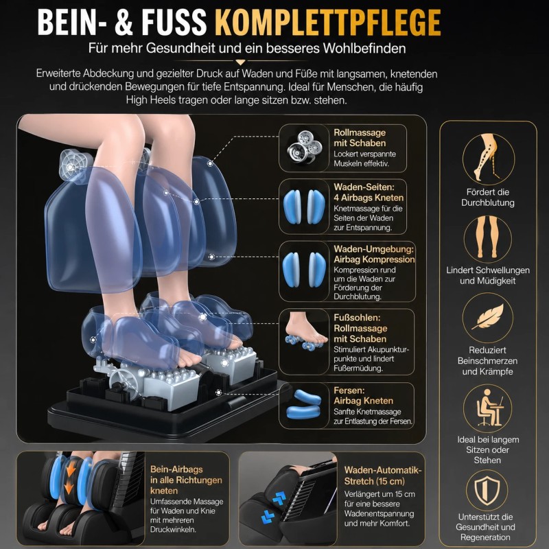 3D Massagesessel Zero Gravity Elektrisch Shiatsu Vollkörper Yijie L39 Max