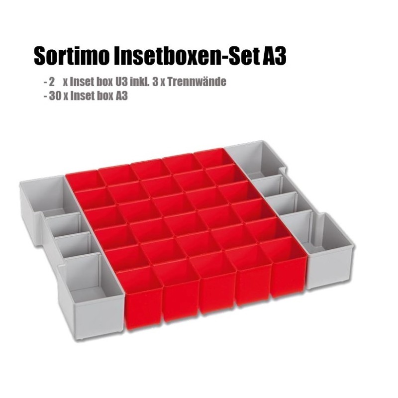 Insetboxen-Set A3/B3/D3/F3/G3/H3/BC3/CD3/5 Mulden/L-Boxx mini Transparent/L-Boxx OPAK für L-Boxx 102/W-Boxx 102