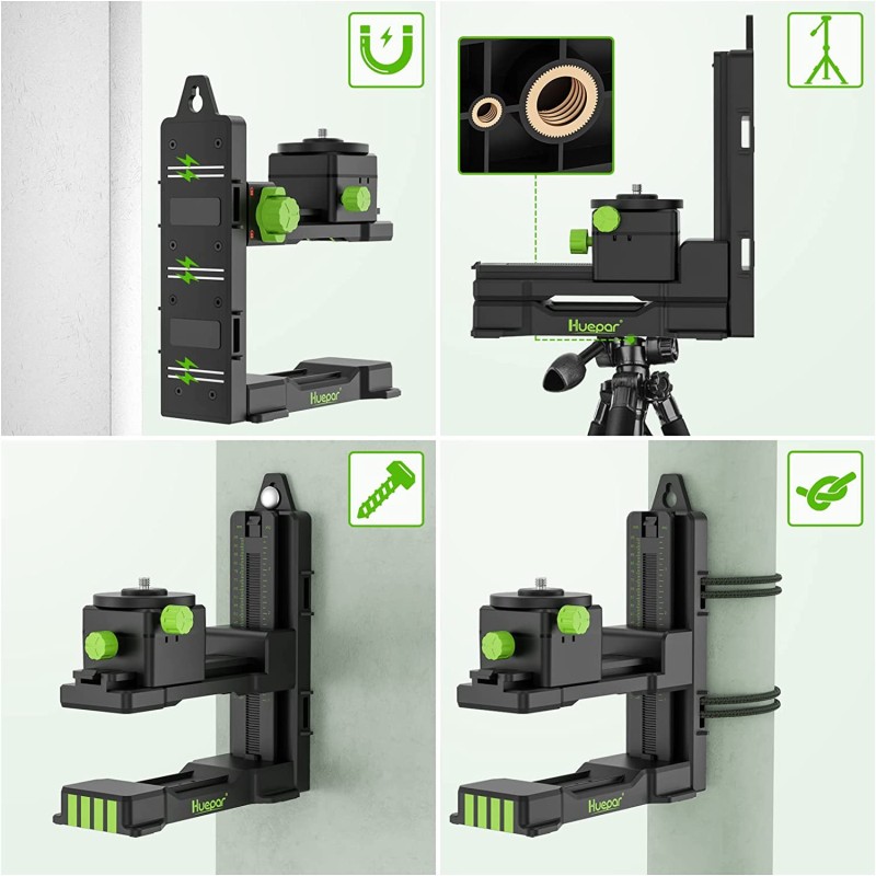 Huepar Set S03DG mit Wandhalterung Brille und Ministativ in L-BOXX