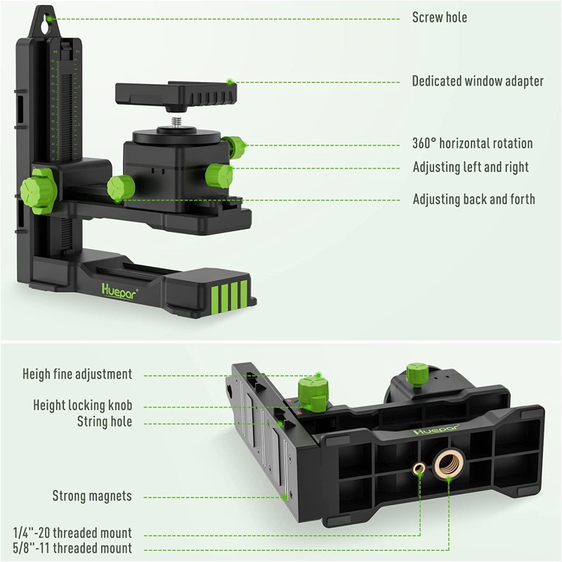 Huepar Set S03DG mit Wandhalterung Brille und Ministativ in L-BOXX