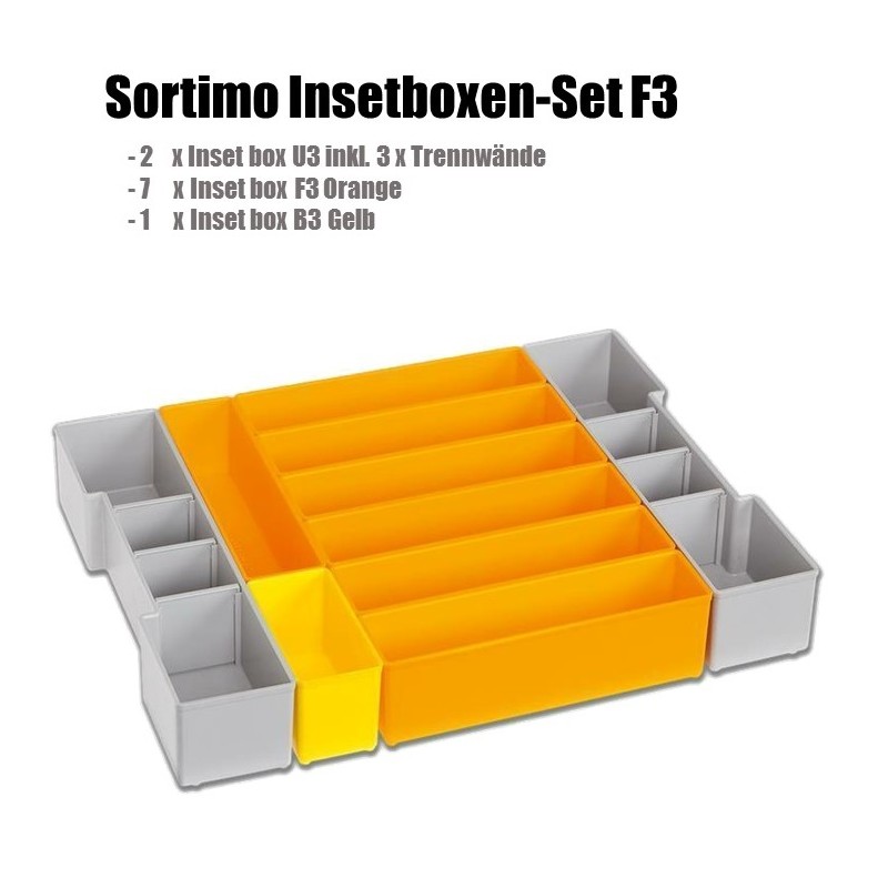 InsetBoxen Set F3 Orange/Gelb/Grau für L-Boxx 102/ W-Boxx 102