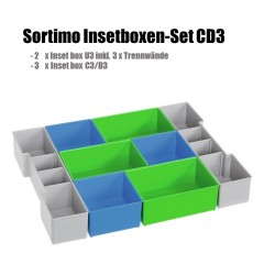 InsetBoxen Set CD3 Blau/Grün/Grau für L-Boxx 102/ W-Boxx 102