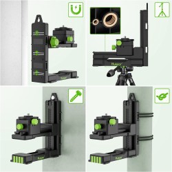 Huepar S04CG 4D Kreuzlinienlaser mit Fernbedienung im Koffer Mit 3,7m Teleskopstange Huepar LP36 und Detektor LR-6RG