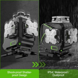 Huepar S04CG 4D Kreuzlinienlaser mit Fernbedienung im Koffer Mit Laser Detektor LR-5RG und Laser Brille