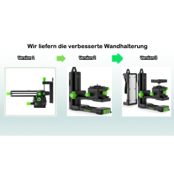 Huepar S04CG 4D Linienlaser Mit Empfänger LR6RG in L-Boxx Set Mit 3,7m Teleskopstange LP36 Und Stativ TPD14